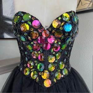 STUNNING Sherri Hill Formal Mini Dress SZ 10 Jewel Like New (Runs like a 6-8)